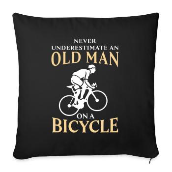 Alter Mann auf einem Fahrrad lustiges Fahrradgeschenk - Sofakissenbezug 45 x 45 cm - Schwarz - Vorne
