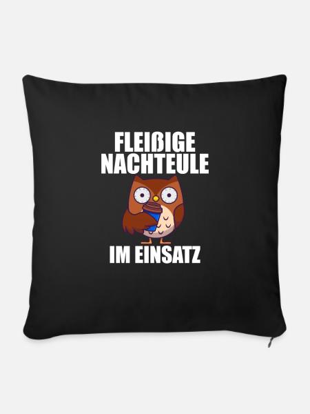 Fleißige Nachteule im Einsatz - Sofakissenbezug 45 x 45 cm - Schwarz