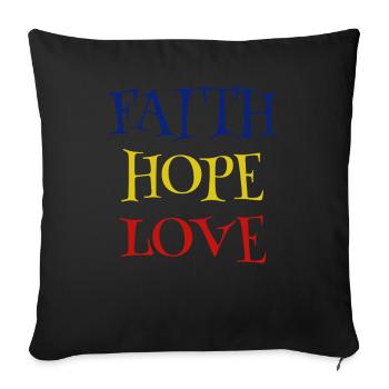 Foi, Espoir, Amour, Chrétien, Croix, Foi Croix - Housse de coussin décorative 45 x 45 cm - noir - Devant