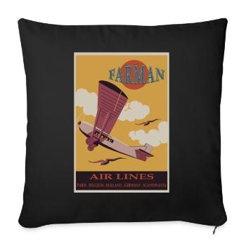 Vintage Airlines Illustration de l’affiche, Avion fa - Housse de coussin décorative 45 x 45 cm - noir - Devant