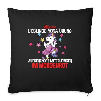 Einhorn Lieblings Yoga Übung Mittelfinger - Sofakissenbezug 45 x 45 cm - Schwarz - Vorne