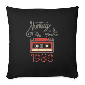 Vintage vintage 1980's - Sofa pillowcase 17,3'' x 17,3'' (45 x 45 cm) - black - Front