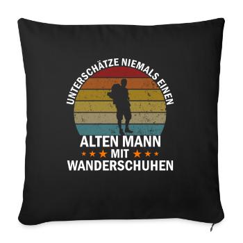 Wanderer mit Wanderschuhen - Sofakissenbezug 45 x 45 cm - Schwarz - Vorne