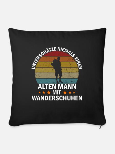 Wanderer mit Wanderschuhen - Sofakissenbezug 45 x 45 cm - Schwarz
