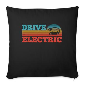 Fahren Sie elektrische Retro Sonnenuntergang EV Auto Geschenk - Sofakissenbezug 45 x 45 cm - Schwarz - Vorne