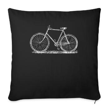 Amateur de vélo de vélo de vieille école de cru affligé - Housse de coussin décorative 45 x 45 cm - noir - Devant