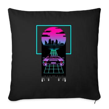 Synthwave Design for Couples Love - Sofa pillowcase 17,3'' x 17,3'' (45 x 45 cm) - black - Front