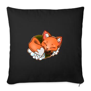 Cute Fox Japanese Sushi - Sofa pillowcase 17,3'' x 17,3'' (45 x 45 cm) - black - Front