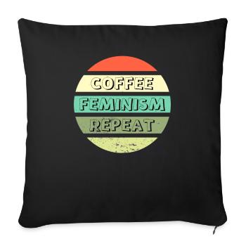 Coffee Feminism Repeat - Sofa pillowcase 17,3'' x 17,3'' (45 x 45 cm) - black - Front