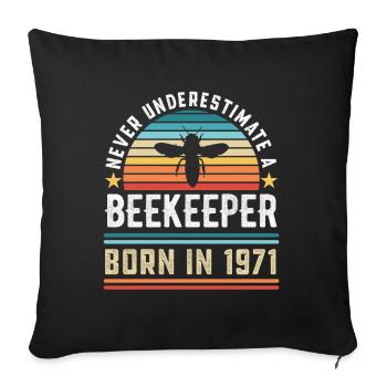 Apiculteur né en 1971 50e anniversaire Don apiculture - Housse de coussin décorative 45 x 45 cm - noir - Devant