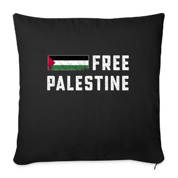 Gaza libre Drapeau palestinien Arabe en détresse - Housse de coussin décorative 45 x 45 cm - noir - Devant