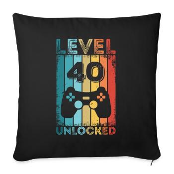 Gaming Level 40 Entsperrt 40. Geburtstag Geschenk Gamer - Sofakissenbezug 45 x 45 cm - Schwarz - Vorne