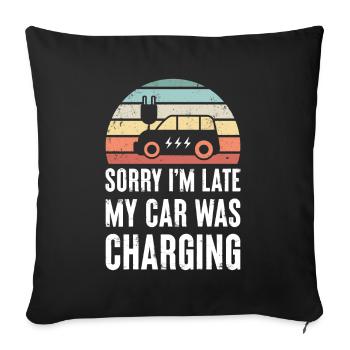 Lustiges EV Auto Elektrofahrzeug Retro Sonnenuntergang Geschenk - Sofakissenbezug 45 x 45 cm - Schwarz - Vorne