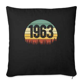 Year of birth born in 1963 - Sofa pillowcase 17,3'' x 17,3'' (45 x 45 cm) - black - Front