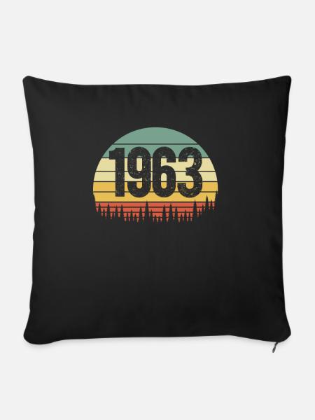 Année de naissance 1963 - Housse de coussin décorative 45 x 45 cm - noir