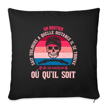 Humor Road gift idea, truck driver - Sofa pillowcase 17,3'' x 17,3'' (45 x 45 cm) - black - Front