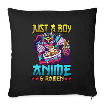 Otaku Just A Boy Who Loves Anime And Ramen Manga - Sofa pillowcase 17,3'' x 17,3'' (45 x 45 cm) - black - Front