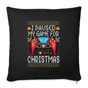 Jeu vidéo J’ai mis en pause mon jeu pour le joueur de Noël - Housse de coussin décorative 45 x 45 cm - noir - Devant