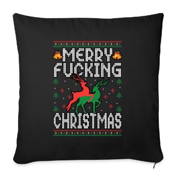 Noël Joyeux Putain de Noël Raindeer Pull moche - Housse de coussin décorative 45 x 45 cm - noir - Devant