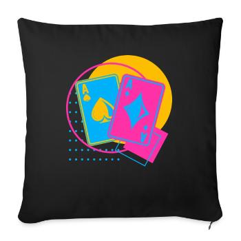 Joueur de Poker Rétro Vintage Poker Texas Holdem - Housse de coussin décorative 45 x 45 cm - noir - Devant