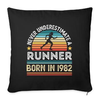 Runner born 1982 40th Birthday running Gift Mom - Sofa pillowcase 17,3'' x 17,3'' (45 x 45 cm) - black - Front