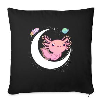 I Axolotl Questions, Funny Axolotl, Cute Pink - Sofa pillowcase 17,3'' x 17,3'' (45 x 45 cm) - black - Front