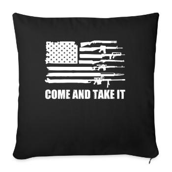 USA Gun Flag, Komm und nimm es, 2. Verfassungszusatz, - Sofakissenbezug 45 x 45 cm - Schwarz - Vorne