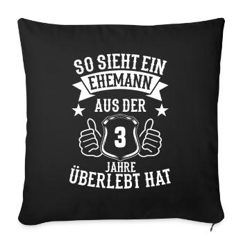 ehemann lederhochzeit 3. Hochzeitstag - Sofakissenbezug 45 x 45 cm - Schwarz - Vorne