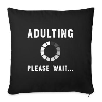 Adulte S’il vous plaît attendre adolescentes garçons cadeau amusant - Housse de coussin décorative 45 x 45 cm - noir - Devant