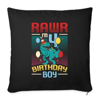 Birthday Trex Dinosaur 4th Birthday Boy - Sofa pillowcase 17,3'' x 17,3'' (45 x 45 cm) - black - Front