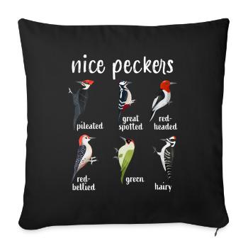 Lustiger SpechtVogel Weihnachtsgeschenk Schöner Specht - Sofakissenbezug 45 x 45 cm - Schwarz - Vorne