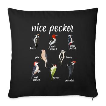 Woodpecker Nice Pecker Funny bird Christmas Gift - Sofa pillowcase 17,3'' x 17,3'' (45 x 45 cm) - black - Front