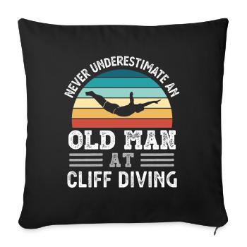 Old Man at Cliff Diving Fête des Pères Drôle Cadeau - Housse de coussin décorative 45 x 45 cm - noir - Devant