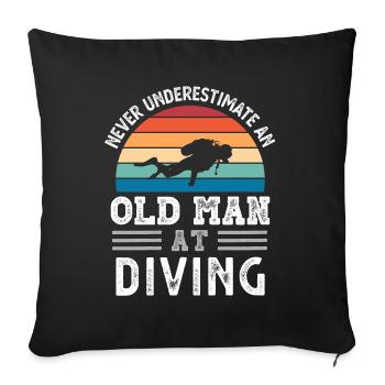 Old Man at Diving Fête des Pères Drôle Cadeau - Housse de coussin décorative 45 x 45 cm - noir - Devant