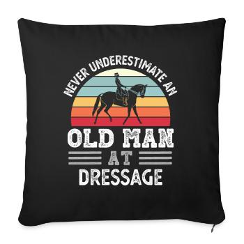Alter Mann bei der Dressur Vatertag lustiges Geschenk - Sofakissenbezug 45 x 45 cm - Schwarz - Vorne