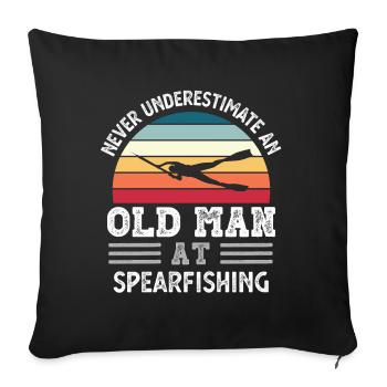Old Man at Spearfishing Fête des Pères Drôle de cadeau - Housse de coussin décorative 45 x 45 cm - noir - Devant