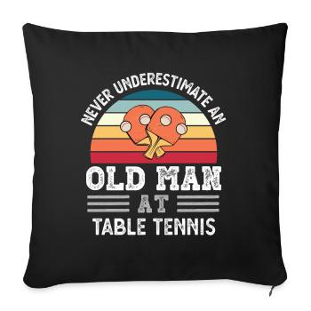 Old Man at Table Tennis Fête des Pères Drôle Cadeau - Housse de coussin décorative 45 x 45 cm - noir - Devant