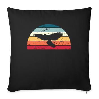 Rétro Fauconnerie Coucher de soleil Oiseau vintage Lever de soleil - Housse de coussin décorative 45 x 45 cm - noir - Devant