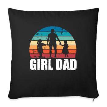 Fille Papa Coucher de soleil Papa de filles Cadeau de fête des pères - Housse de coussin décorative 45 x 45 cm - noir - Devant