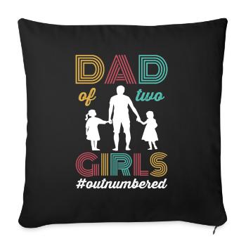 Papa de deux filles en infériorité numérique Cadeau de la fête des pères - Housse de coussin décorative 45 x 45 cm - noir - Devant