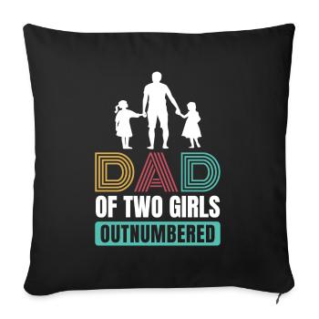 Papa de 2 filles en infériorité numérique Fête des Pères Rétro - Housse de coussin décorative 45 x 45 cm - noir - Devant