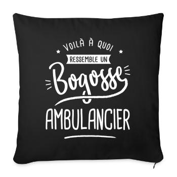 bogosse ambulancier cadeau humour ambulancier - Housse de coussin décorative 45 x 45 cm - noir - Devant