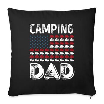 Camping Dad Caravan 4. Juli Geschenk Vatertag - Sofakissenbezug 45 x 45 cm - Schwarz - Vorne