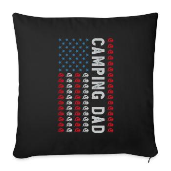 Camping Papa juillet 4 juillet caravane rv cadeau de fête des pères - Housse de coussin décorative 45 x 45 cm - noir - Devant