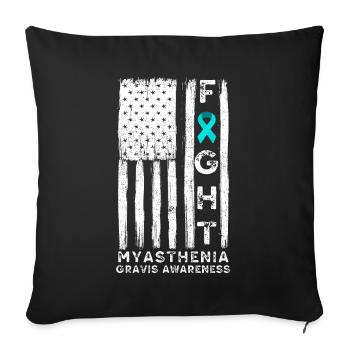 Myasthenia gravis awareness american flag - Sofa pillowcase 17,3'' x 17,3'' (45 x 45 cm) - black - Front