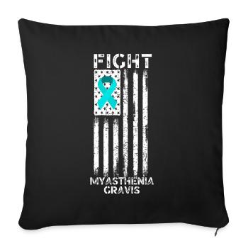 Myasthenia gravis awareness american flag - Sofa pillowcase 17,3'' x 17,3'' (45 x 45 cm) - black - Front
