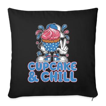 Cupcake And Chill Cupcake Character - Sofa pillowcase 17,3'' x 17,3'' (45 x 45 cm) - black - Front