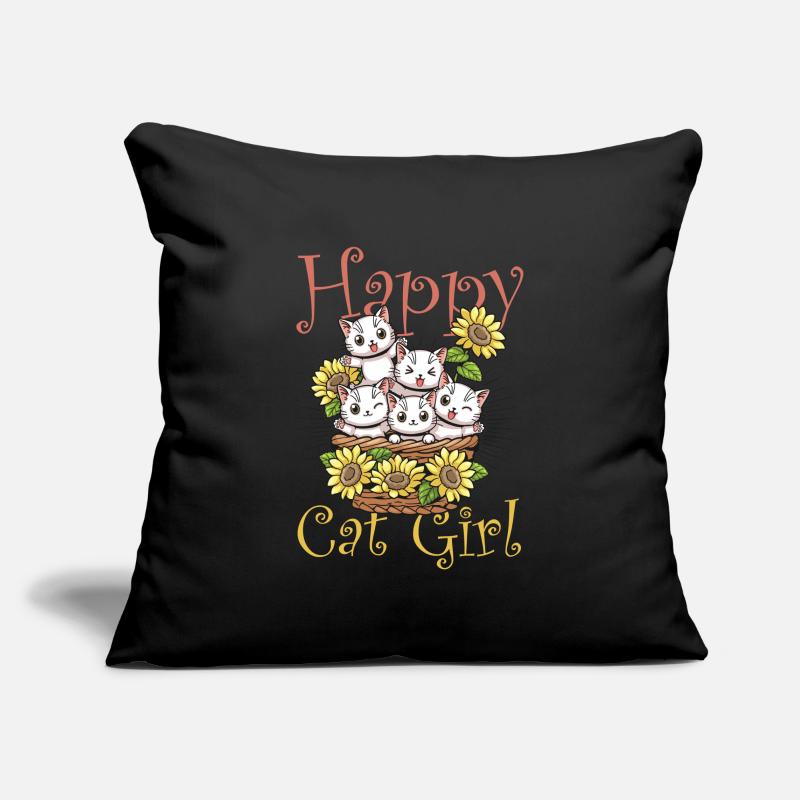 Chat chat heureux Chat Chaton Housse de coussin décorative 45 x 45 cm