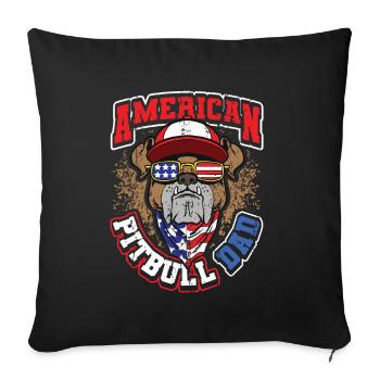 American Pitbull Dad 4 juillet - Housse de coussin décorative 45 x 45 cm - noir - Devant