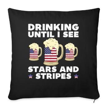 Boire jusqu’à ce que je vois des étoiles et des rayures drôles 4ème - Housse de coussin décorative 45 x 45 cm - noir - Devant